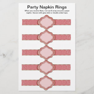 5 per sheet Pink Ribbon Paper Napkin Rings