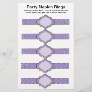 5 per sheet Purple Ribbon Paper Napkin Rings