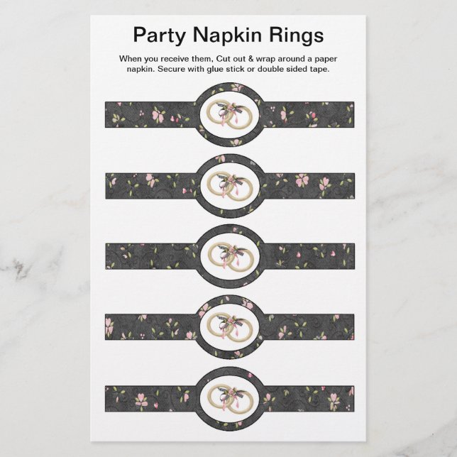 5 per sheet Wedding Rings Paper Napkin Rings (Front)