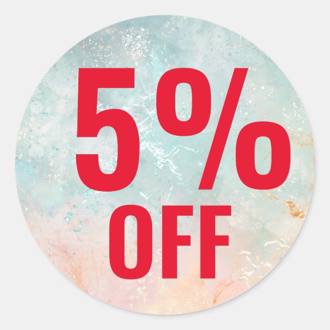5 Percent Off stickers for store sales promotions (Front)