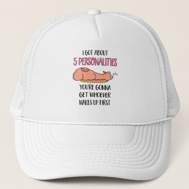 5 Personalities Llama Personality Alpaca Trucker Hat (Front)
