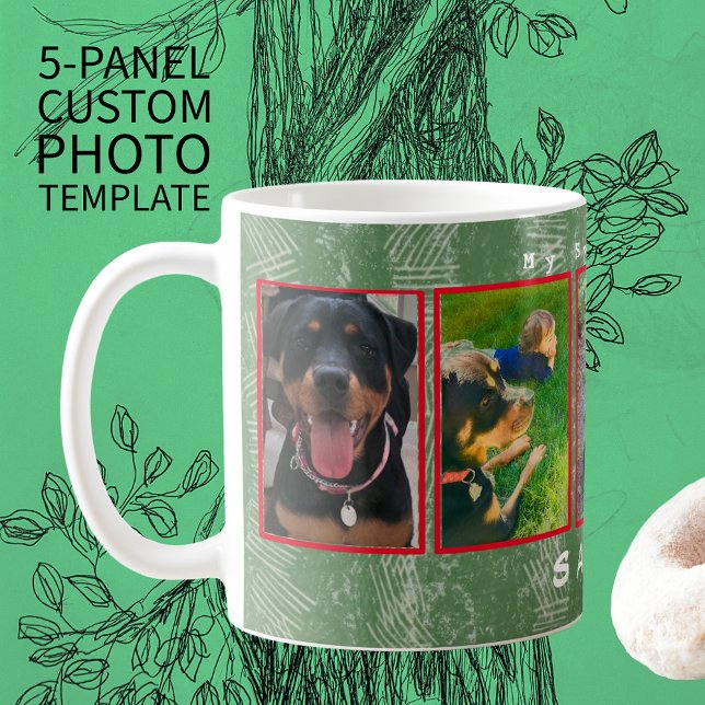 5-photo 2-text personalise Holiday Pet, Family Pix Coffee Mug (Creator Uploaded)