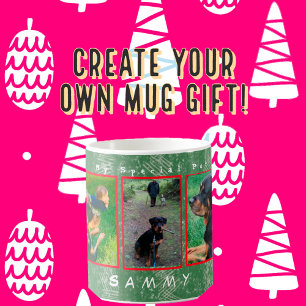 5-photo 2-text personalise Holiday Pet, Family Pix Coffee Mug