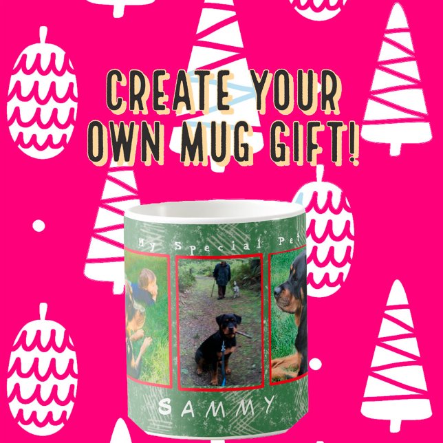5-photo 2-text personalise Holiday Pet, Family Pix Coffee Mug (Creator Uploaded)