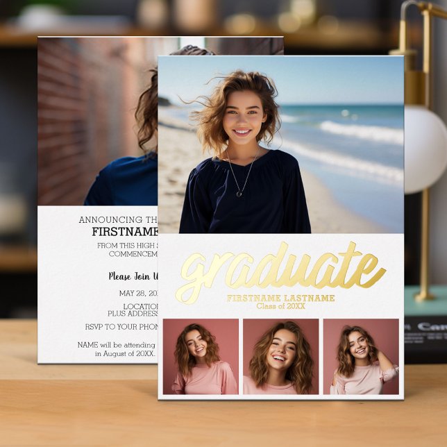 5 Photo Announcement Graduation Party Invitation (Graduation Invitation)