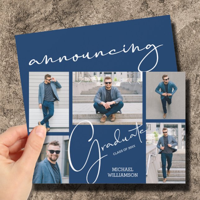 5 Photo Blue Graduation Announcements (Creator Uploaded)