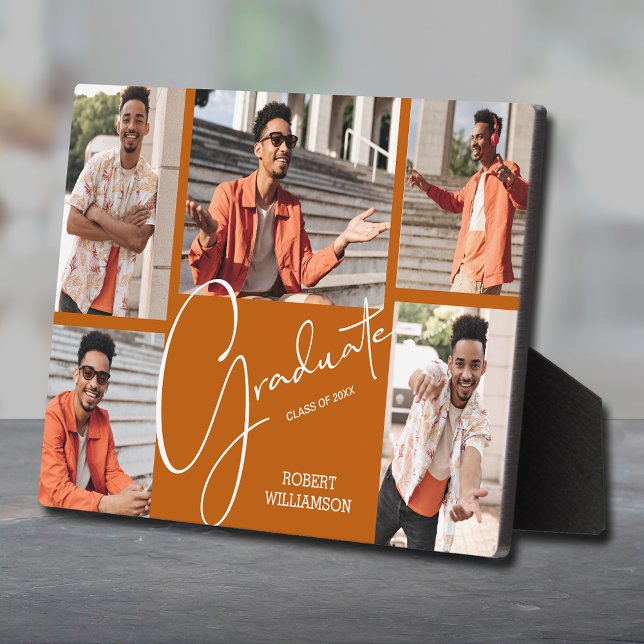 5 Photo Burnt Orange Graduation Keepsake Plaque (Creator Uploaded)