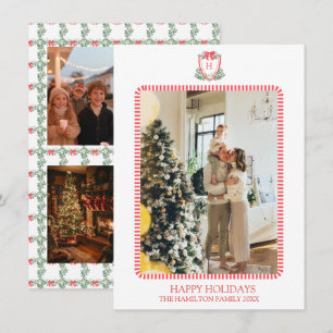 5 Photo Christmas Monogram Photo Grandmillennial Holiday Card