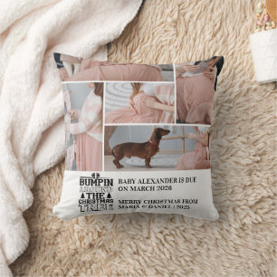 5 Photo Christmas Tree Pregnancy Announcement Cushion