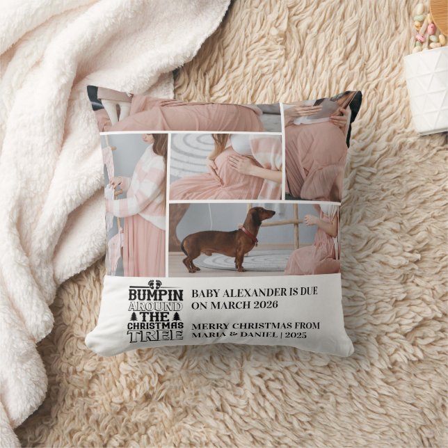 5 Photo Christmas Tree Pregnancy Announcement Cushion (Blanket)