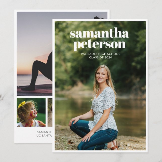 5 Photo Collage 2024 Graduation Announcement (Front/Back)