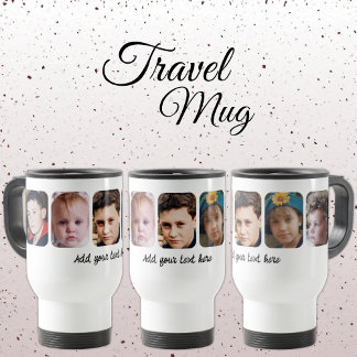 5 photo collage add text travel mug