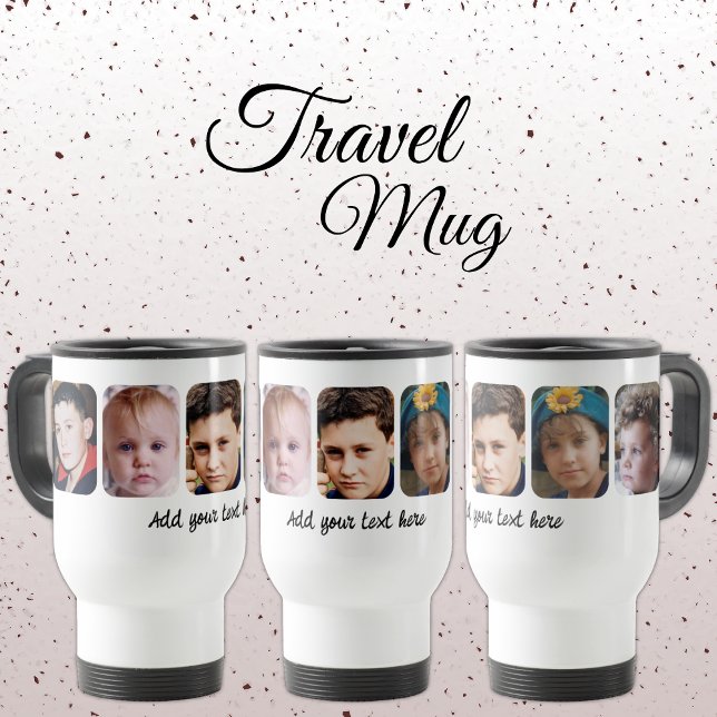 5 photo collage add text travel mug (Creator Uploaded)