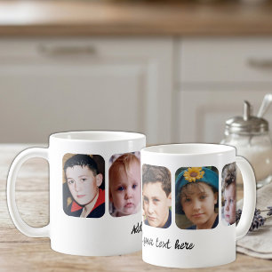 5 photo collage add text white coffee mug