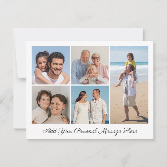 5 Photo Collage Add Your Own Greeting Card (Front)