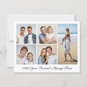 5 Photo Collage Add Your Own Greeting Flat Card