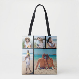 5 Photo Collage - Background Colour Can Be Changed Tote Bag
