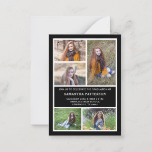 5 Photo Collage Black & White Graduation Ceremony Card