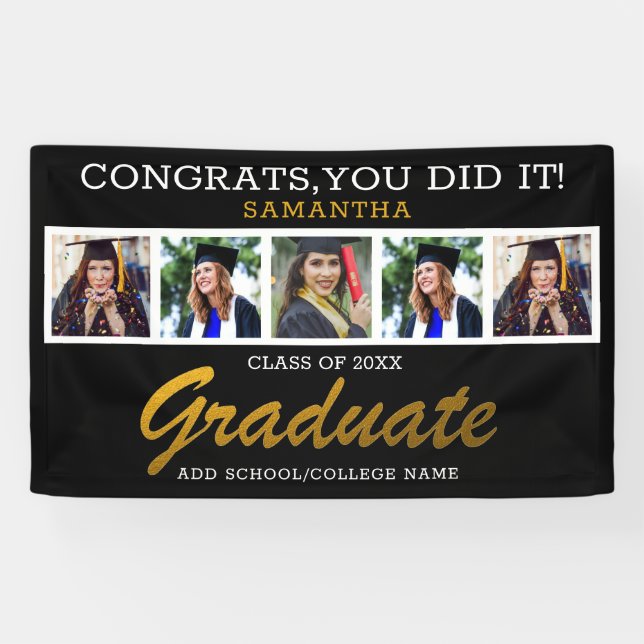 5 Photo Collage Congrats Graduate 2025 Graduation Banner (Horizontal)