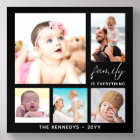 5 Photo Collage Custom Name Family Quotes Black