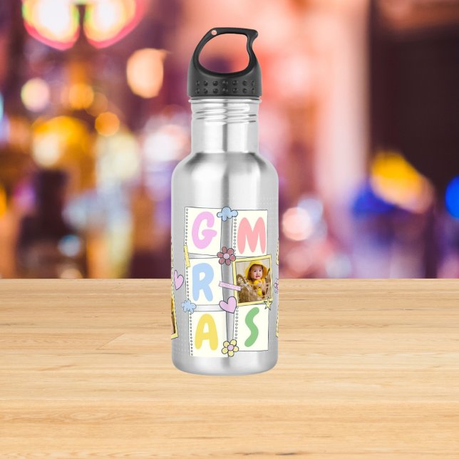 5 Photo Collage Cute Baby Pink Blue Granny 532 Ml Water Bottle (Creator Uploaded)