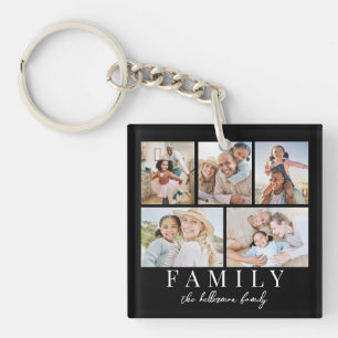 5 Photo Collage Double Sided Key Ring