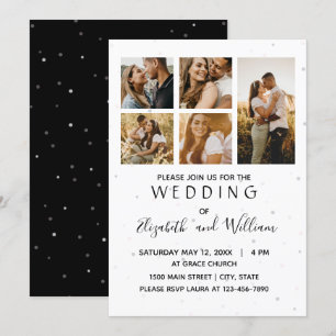 5 Photo Collage Elegant Wedding Invitation