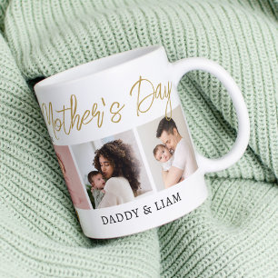  5 Photo Collage Gold First Mother's Day New Mum Coffee Mug