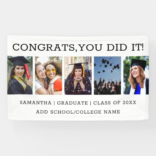 5 Photo Collage Graduation 2023 Congrats Grad Banner (Horizontal)
