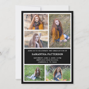 5 Photo Collage Graduation Ceremony Invitation