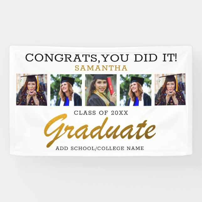 5 Photo Collage Graduation Congrats Graduate 2023 Banner (Horizontal)