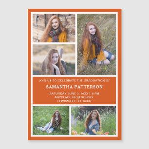 5 Photo Collage Graduation Invite Magnetic Card