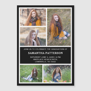 5 Photo Collage Graduation Invite Magnetic Card