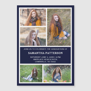 5 Photo Collage Graduation Invite Magnetic Card