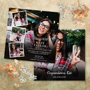 5 Photo Collage Graduation Party Square Invitation