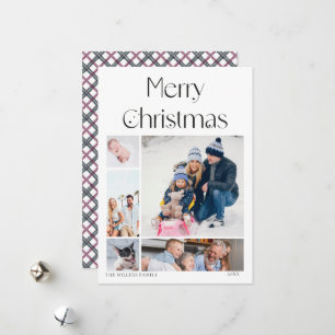 5 photo collage grid elegant Christmas Card