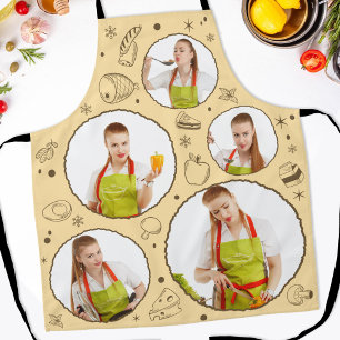 5 photo Collage Grid for kitchen Chef Beige Apron