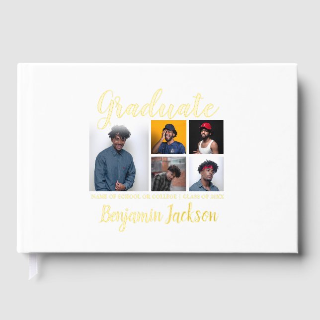 5 Photo Collage Guest Graduation Guest Book (Front)