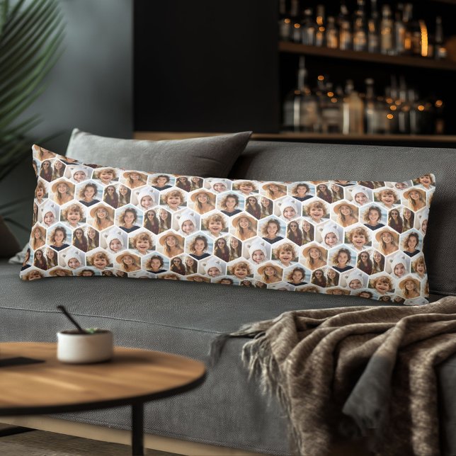 5 Photo Collage Honeycomb Hexagon Pattern - white Body Cushion (Body Pillow with Photo Collage)