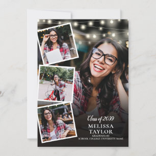 5 Photo Collage Lights Graduation Announcement