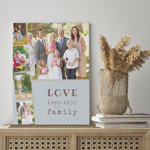 5 Photo Collage Love Happiness Family Blue Spice Faux Canvas Print