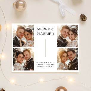 5 Photo Collage Merry & Married Christmas  Holiday Card