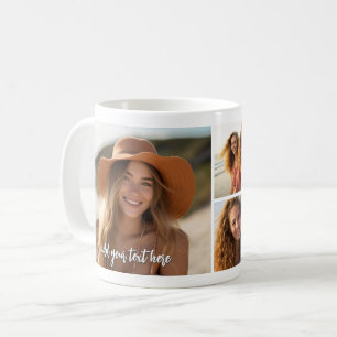 5 Photo Collage - Mod Minimal with Script Text Coffee Mug
