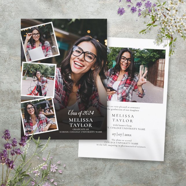 5 Photo Collage Modern Graduation Announcement (5 Photo Collage Modern Graduation Announcement)