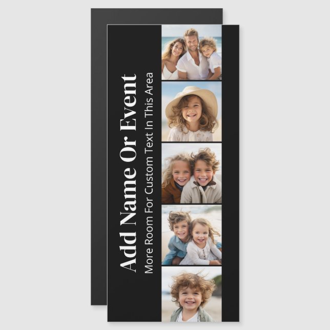 5 Photo Collage - Modern Minimal Black White (Front/Back)