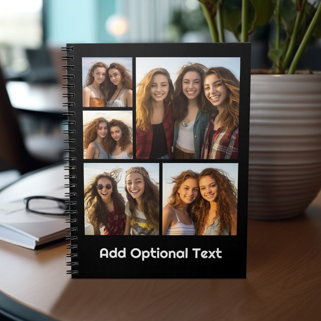 5 Photo Collage Optional Text -- CAN Edit Colour Notebook (Personalized notebook with photos and text)