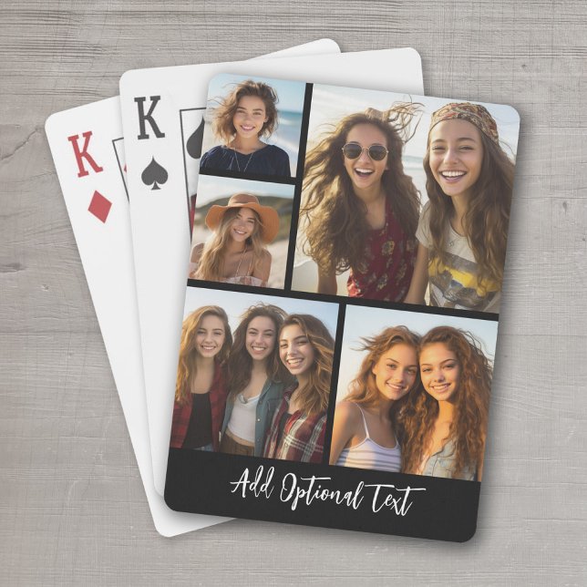 5 Photo Collage Optional Text -- CAN Edit Colour Playing Cards (Personalized Playing Cards - add your photos and text)