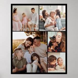 5 Photo Collage Personalised Picture Grid Mosaic Poster