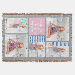5 Photo Collage Picture Mother's Day Throw Blanket