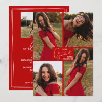 5 Photo Collage Scarlet Red Graduation Party
